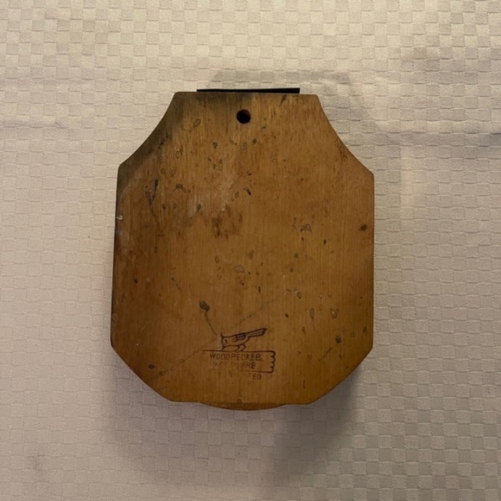 Woodpecker Woodware vintage wooden hinged hamburger press.